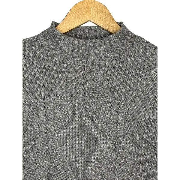 Liz Claiborne Sweater Womens Small Gray Metallic Knit Mock Neck Diamond Ribbed‎ - Image 2