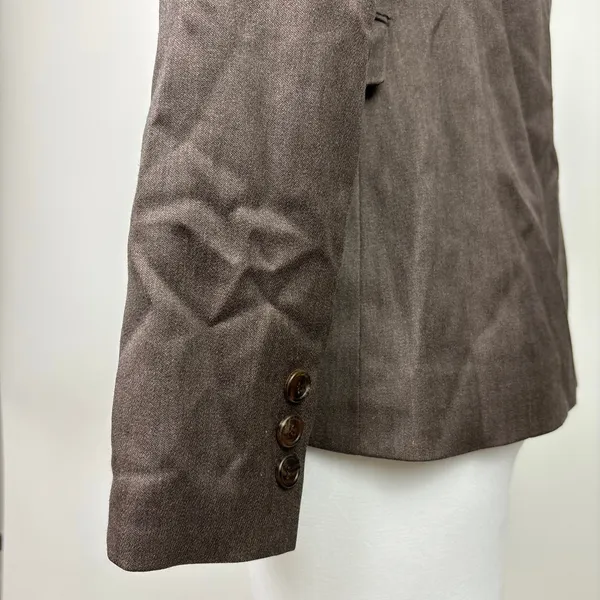 Marie Claire Paris Womens Brown One Button Notch Lapel Collar Blazer Jacket Sz S - Image 5