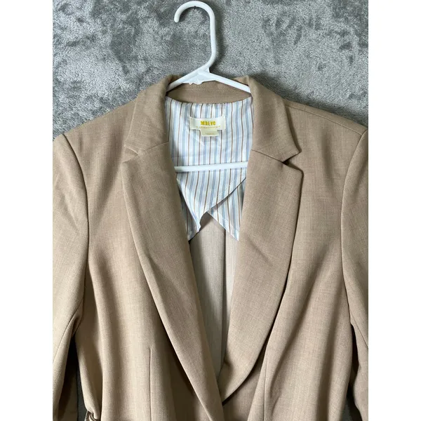 Maeve Pleated Back Belted Blazer Beige Tailored Career Office Jacket Size Small - Image 4