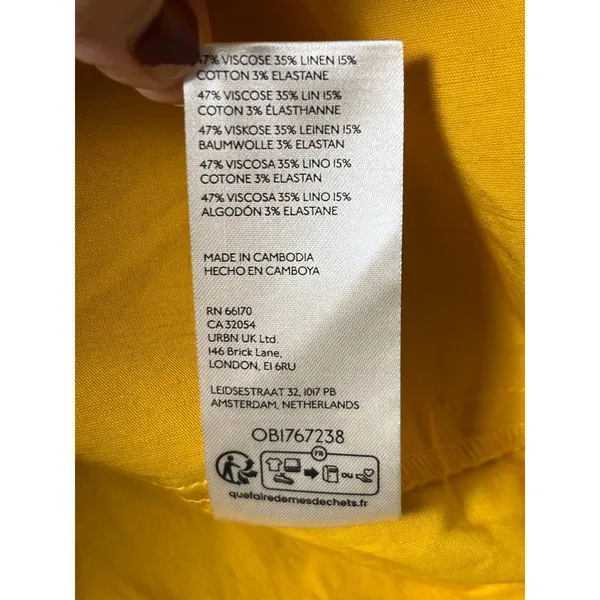 Anthropologie The Soleil Slim Strapless Ruched Dress Mango Yellow Size SP New - Image 7