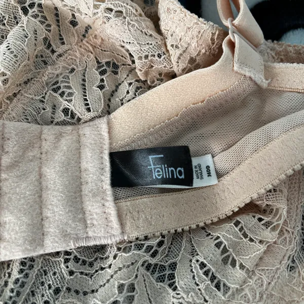 Felina Like New 36DD 115073 Peridot Unlined Lace Mesh T Shirt Bra Women’s Nude Beige - Image 5