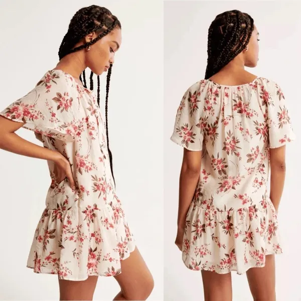 Abercrombie & Fitch Floaty Floral Trapeze Mini Dress Sz Medium Cottagecore - Image 2