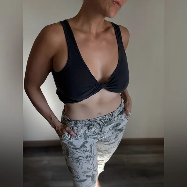 Lucky Brand Joggers Floral Tropical Pull On Small Khaki Green - Image 3