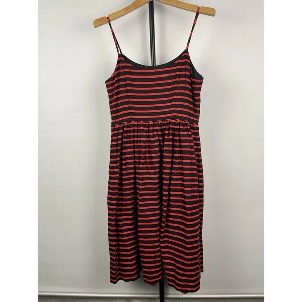 J. Crew Red Black Sleeveless Derby Striped Linen‎ Blend Cocktail Dress Size 0 - Image 6