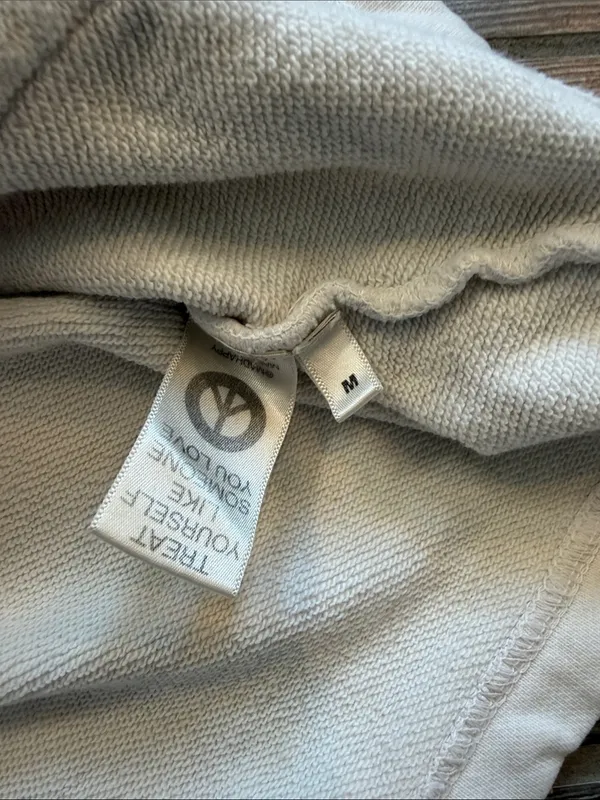 Madhappy Medium Cream Heavy Hoodie with Blue stitching and screen printed logo - Image 3