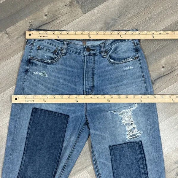 American Eagle Jeans Women 10 Vintage High Rise Slim Distressed Patch Straight‎ - Image 11