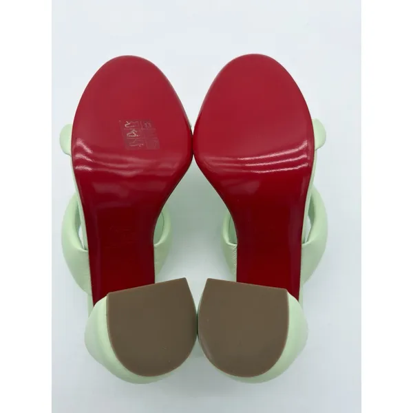 Christian Louboutin Inflama Sab 85 Leather Heels Sandals 38.5 Studio Green $945 - Image 9