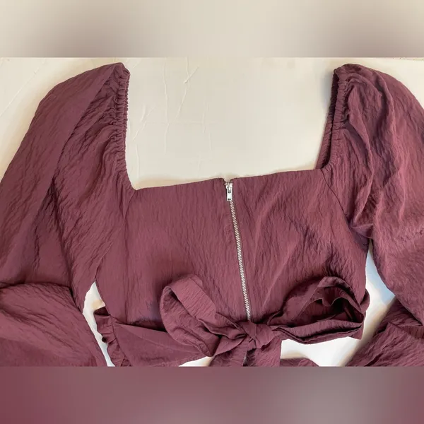 Forever 21 Women’s Wrap Around Surplice Deep Burgundy‎ Crop Top Size S - Image 5