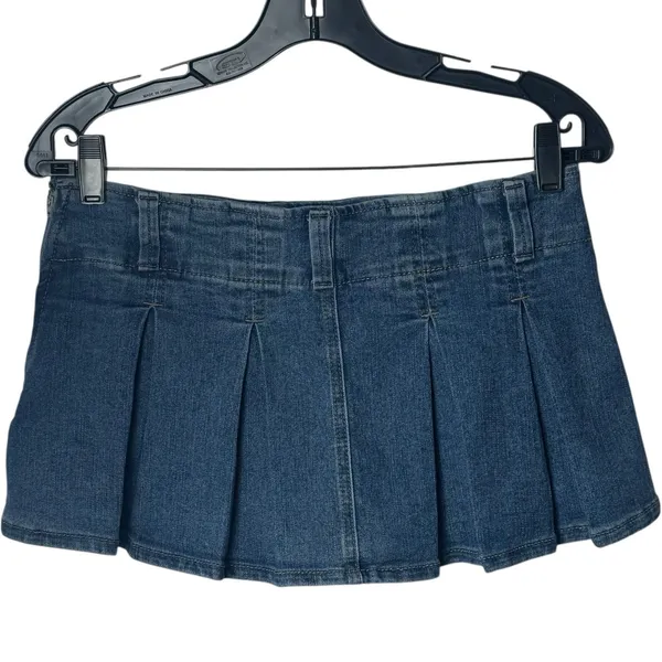 Y2K Almost Famous‎ Micro Mini Denim Pleated Skort Low Rise Grunge Skater S - Image 5