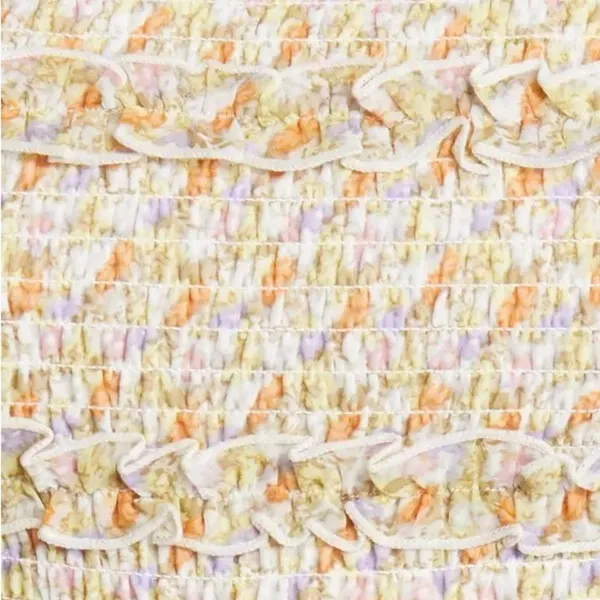 NWT ASTR THE LABEL Floral Smocked Peplum Top in Orange Purple Multi Sz. M - Image 7