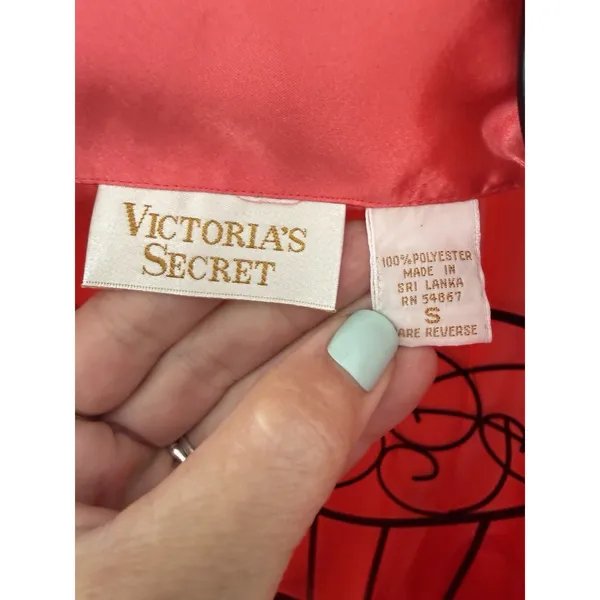 Victoria's Secret Vtg Gold Label‎ Pajamas set Solid Coral Pink Size S Silky Satiny - Image 5