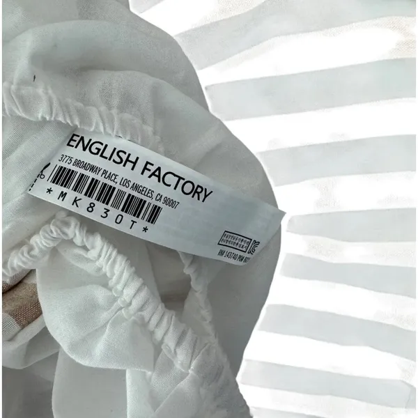 English Factory Crop Top Tan White Striped Ruffle Strap Womens Medium NEW - Image 6