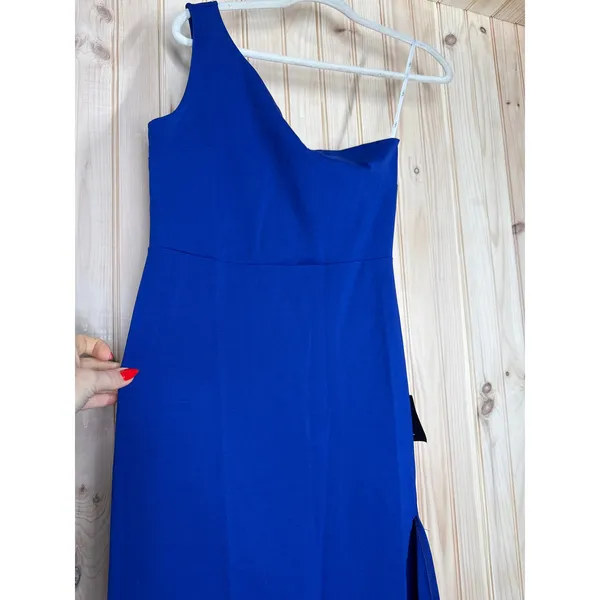NWT Lulus Good Times Only Royal Blue One-Shoulder Maxi Dress Gala Wedding Sz M - Image 5