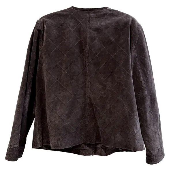 Chico's Brown Leather Quilted Button Front Jacket Coat Size‎ 16 (3) Women's - Image 4