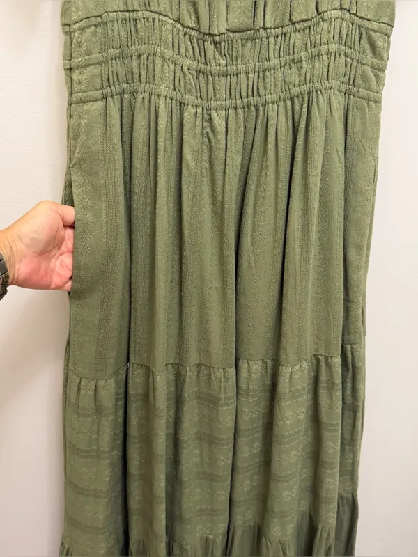 Anthropologie NWT Somerset Tiered Maxi Dress Pockets in Moss Green Size XS NEW - Image 8