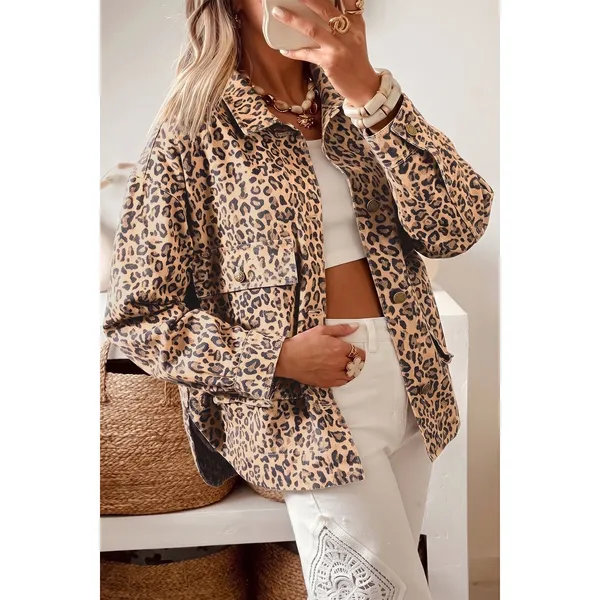 Leopard Print Denim Jacket - Image 3