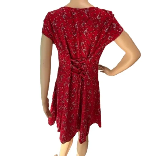 Band of Gypsies Red Floral Mini Dress Sz M - Image 4