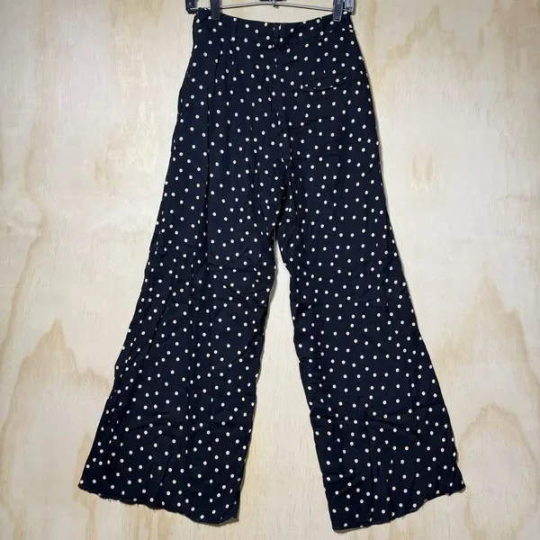 H&M Polka Dot Wide Leg Pants Women's US 6 Black High Rise Flowy Palazzo - Image 8