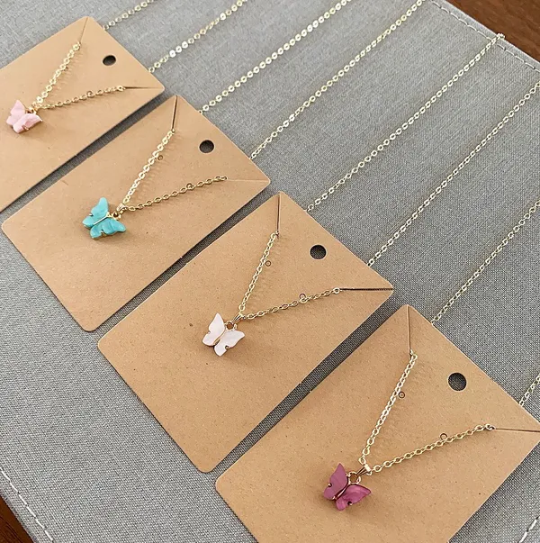 White Butterfly Necklace 14k Gold - Image 6