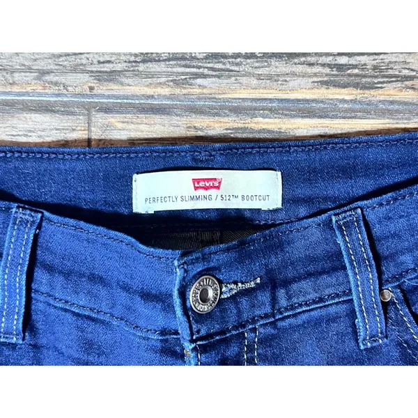 Levi's 512 Bootcut Jeans Perfectly Slimming Dark Wash Denim Size 14 Stretch‎ - Image 7