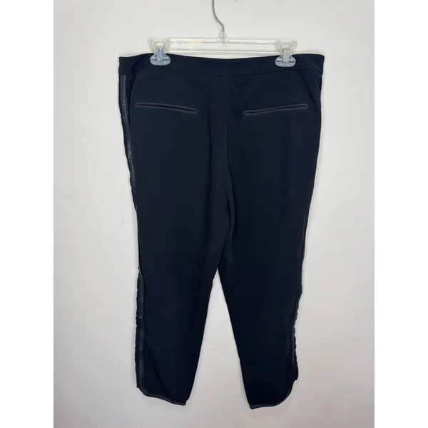 Rag‎ & Bone Platini Leather Trimmed Black Pants Sz 12 - Image 4