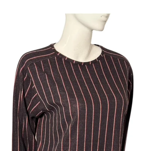 Zara Black and red pin striped knit long sleeve sweatshirt top - Image 5