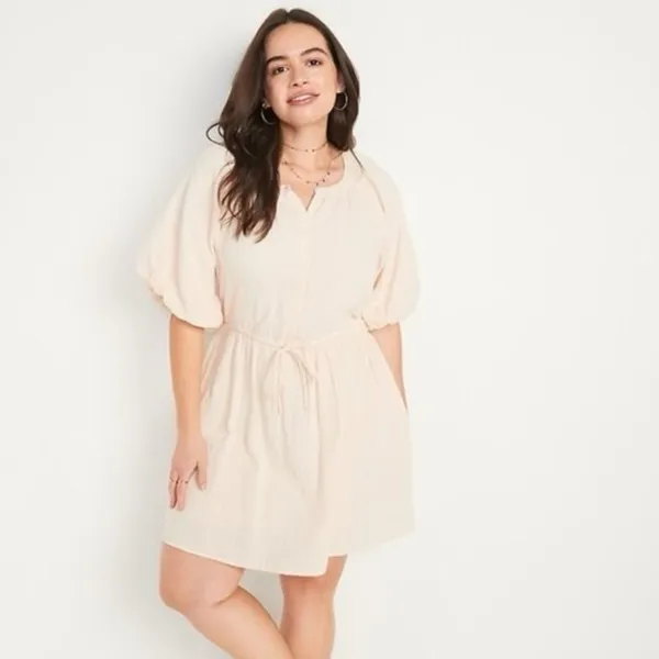 Old‎ Navy Waist-Defined Puff-Sleeve Mini Dress Large NWT - Image 4