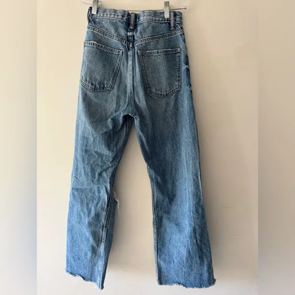 Zara Baggy‎ Wide Leg Distressed Jeans Size 0 - Image 4