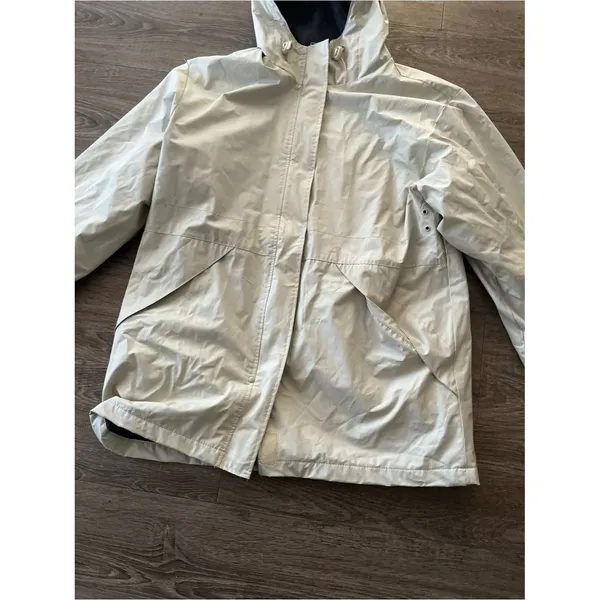 Outbrook Fleece Lined Rain Jacket Womens Medium Cream Hooded Utility Coat - Image 4