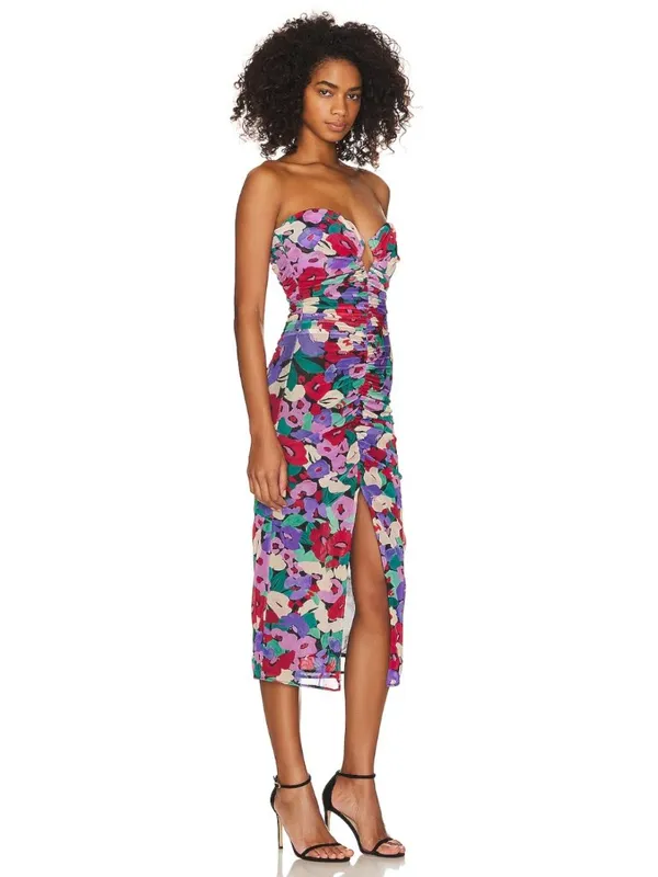 Nicholas Sorin Diamond Cutout Midi Dress Size 4 Red Green Purple NWT $500 - Image 5