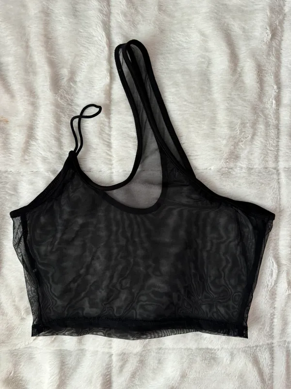 Mesh Crop Top Black - Image 2