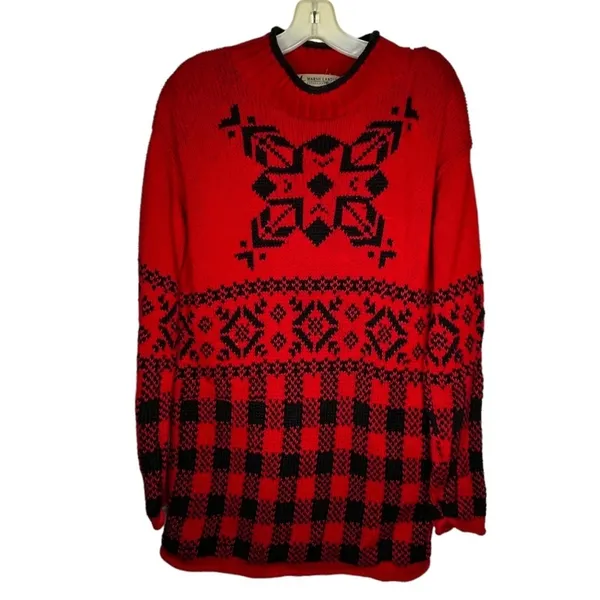 Vintage Marsh Landing Thick Snowflake Red‎ Sweater - Image 7