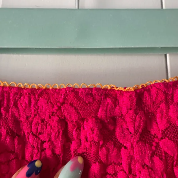Free People Bright Pink Wide Leg Lace Pants - Image 4