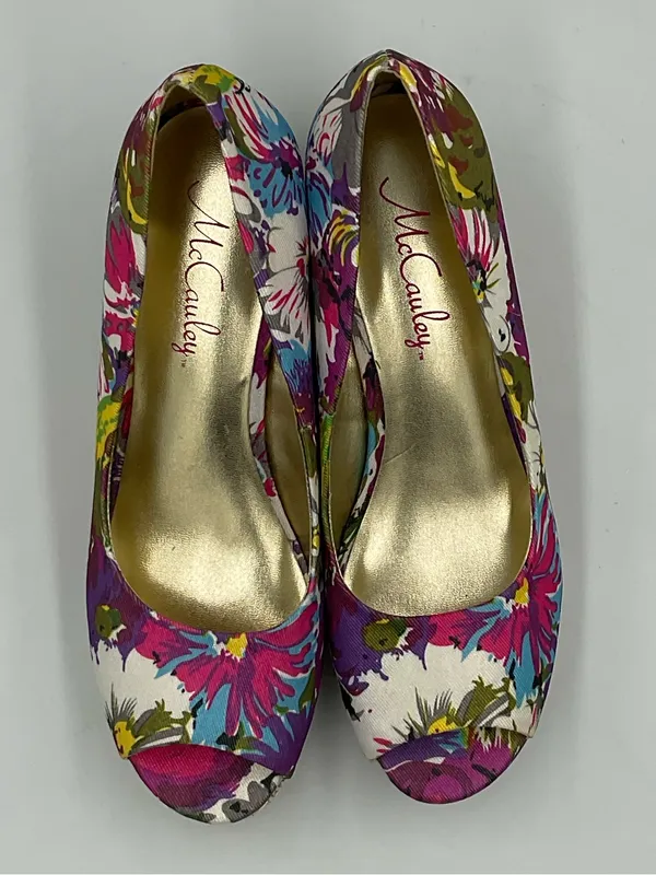 McCauley’s Floral Print Peep-Toe Wedge Women’s Size 7.5” - Image 6