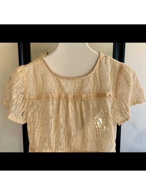 Lace Sheer Short Sleeve Shirt - Image 2
