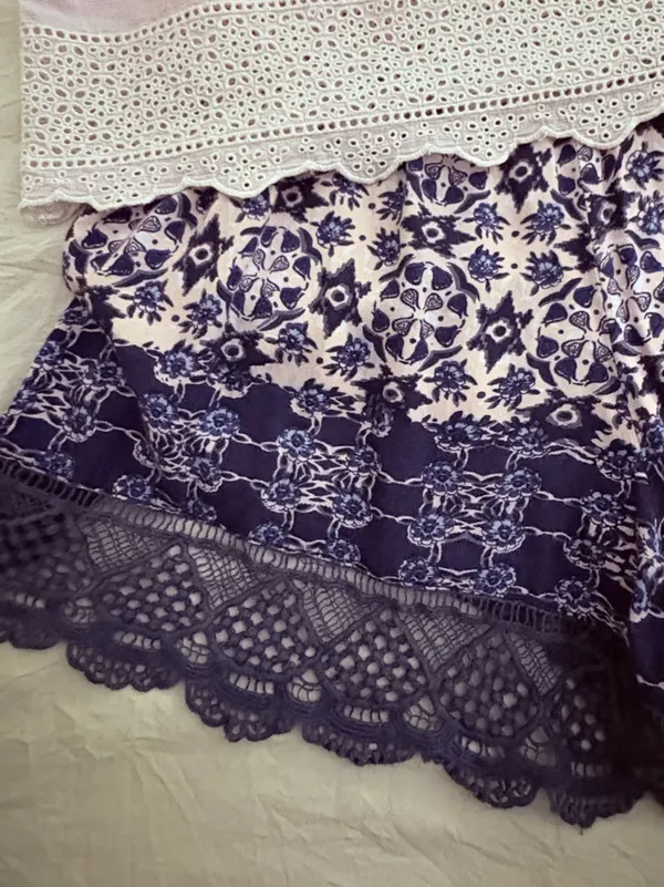 Angie Boho Mediterranean Mosaic Smocked High Waisted Festival Shorts M - Image 5