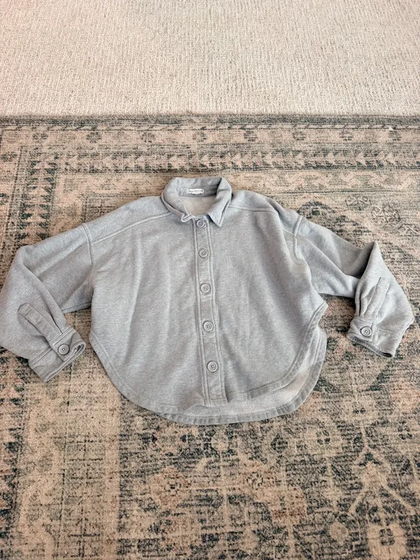 Good American heather gray cropped long sleeve shacket M - Image 5
