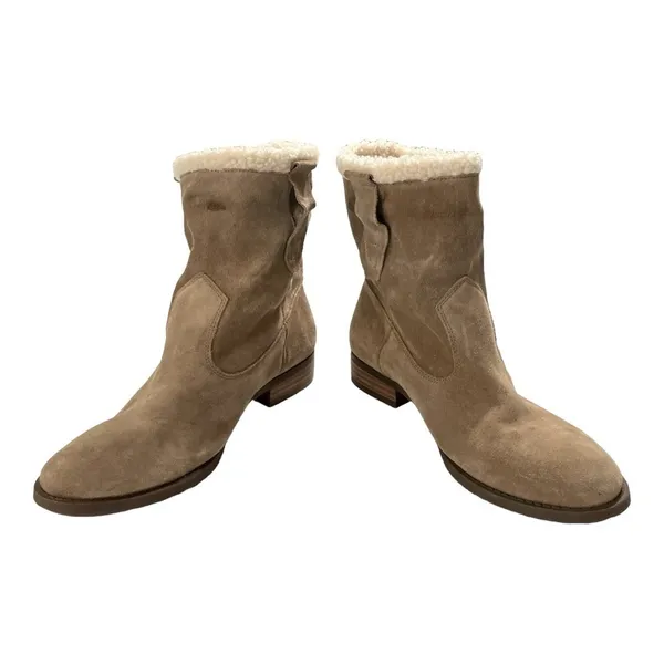 Sole Society Verona Winter Boots Women's 8.5 Beige Suede Faux Shearling Pull On - Image 2