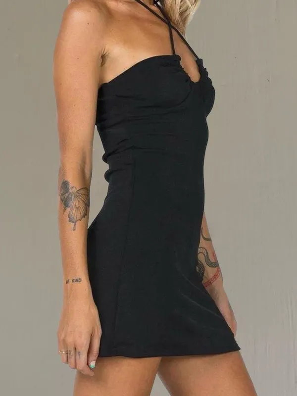 Princess Polly Pazia Halter Mini Dress Black - Image 3
