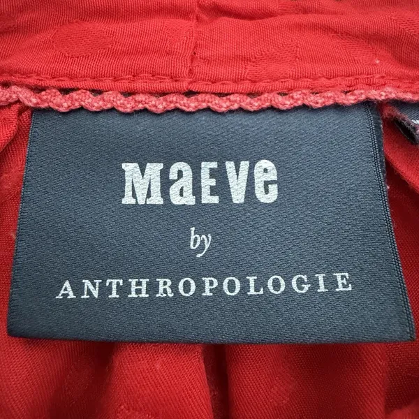Anthropologie Maeve Wendy Tiered Maxi Dress Red Jacquard Tie Neck‎ Large Cottage - Image 8