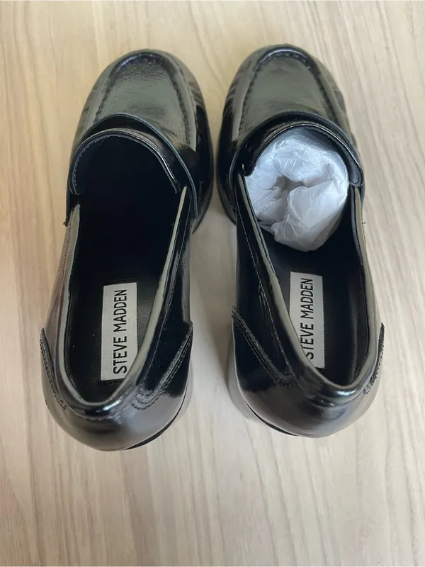 Steve Madden Black Patent Loafers for Women - Image 2
