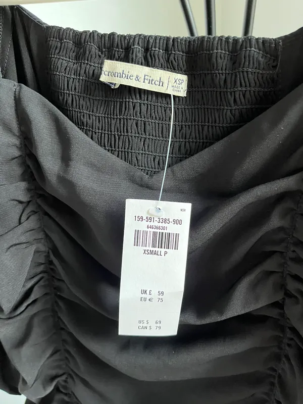 Abercrombie Black Ruched Dress NWT - Image 4