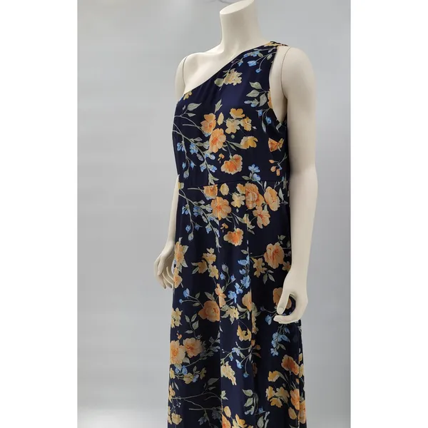Lulus Elegant Admiration Maxi One Shoulder Dress XL Navy Floral Wedding Guest - Image 14