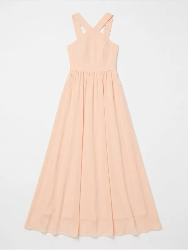 LULUS Women Air of Romance Peach Sleeveless Chiffon Maxi Dress Size XS - Image 4