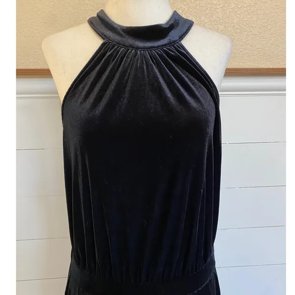 A New Day‎ Women's Halter Black Velvet Sleeveless Jumpsuit - M - Image 4