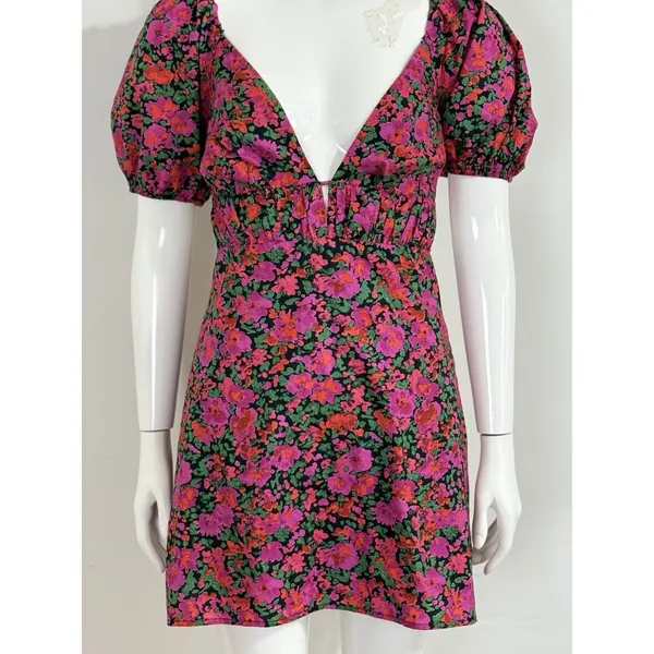 Hello Molly Floral Mini Dress Open Back Puff Short Sleeve Party Summer NWT 4 - Image 6