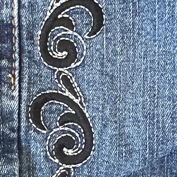 COS Embroidered Black Lace & Embellished Blue Jeans Size 14 - Image 7