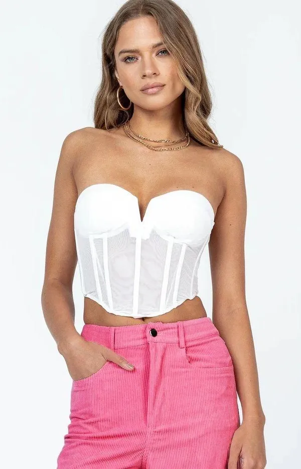 Princess Polly White Mesh Corset Top - Image 2