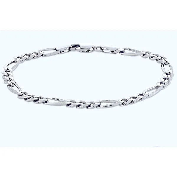 NEW Unisex Rhodium Plated 925 Sterling Silver‎ Figaro Chain Bracelet, 8” - Image 10