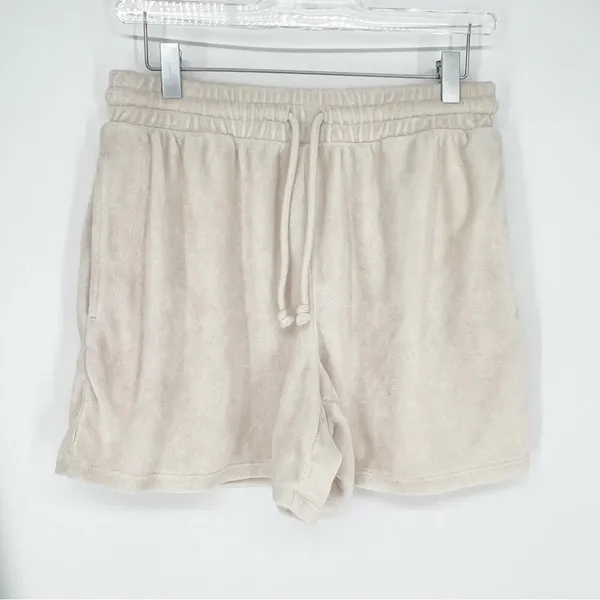 Aritzia Wilfred‎ Free Terry Knit Drawstring Shorts Women's Size M Cream Lounge - Image 3